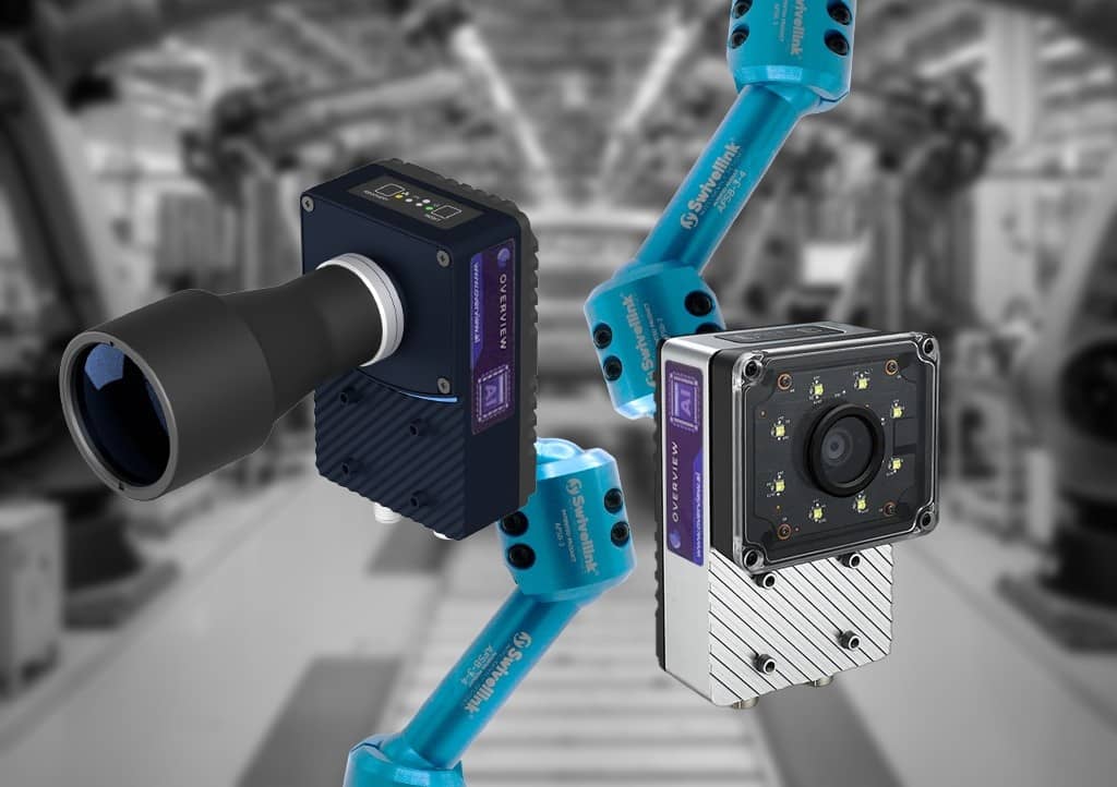 High-resolution camera inspecting PCB solder joints with AI