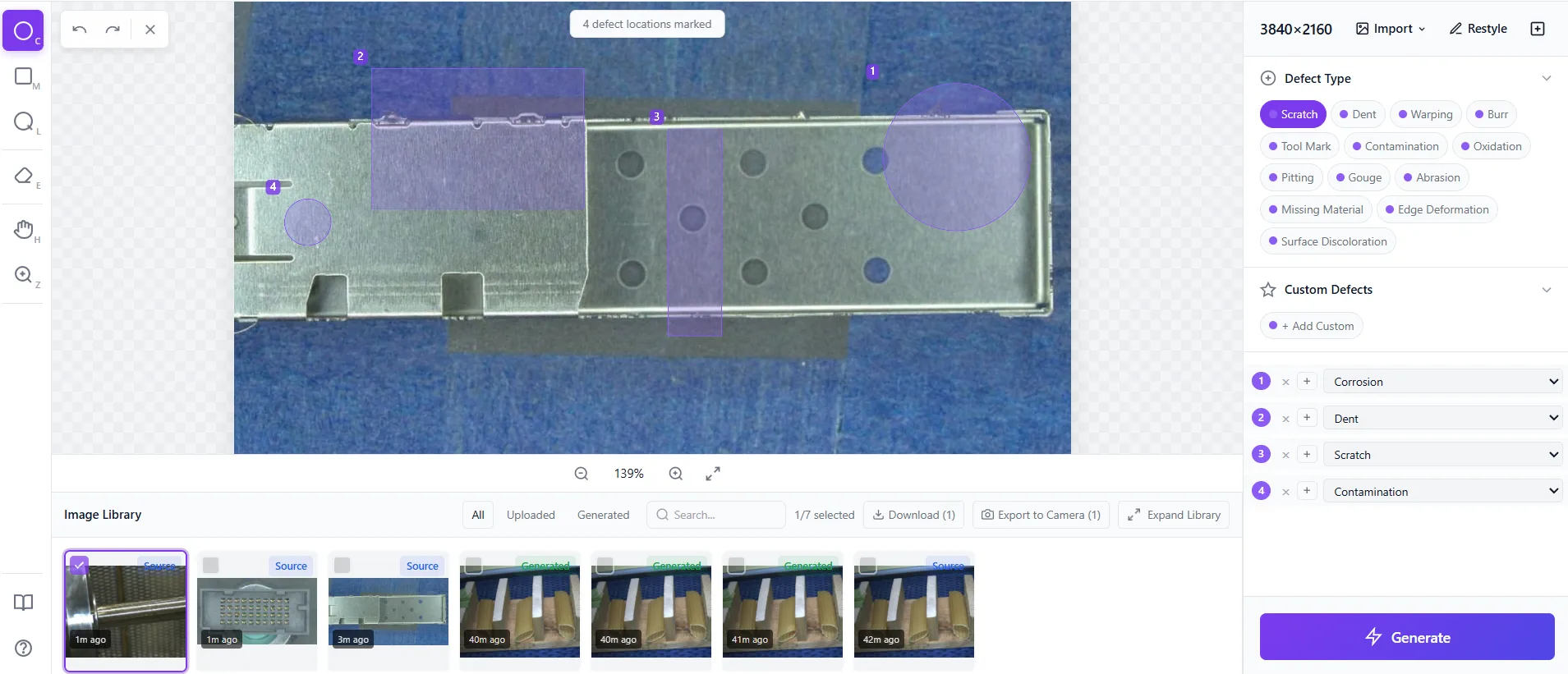 Defect Creator GenAI tool interface