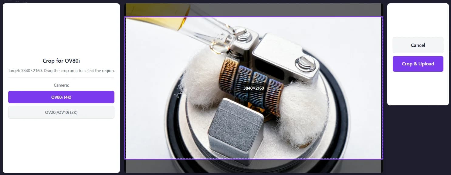 Smart crop and compress interface for phone images