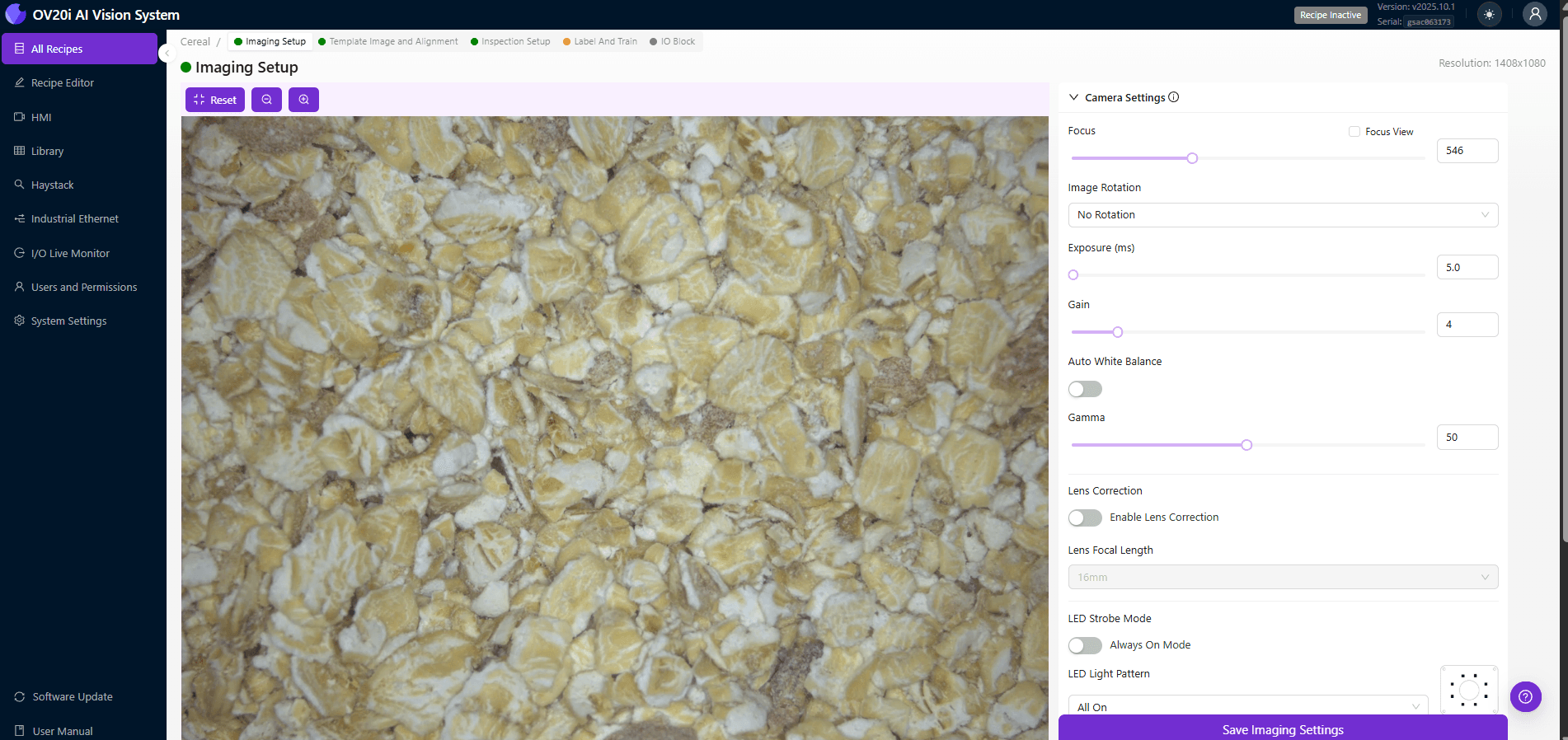 Clean cereal capture from the contaminant verification study