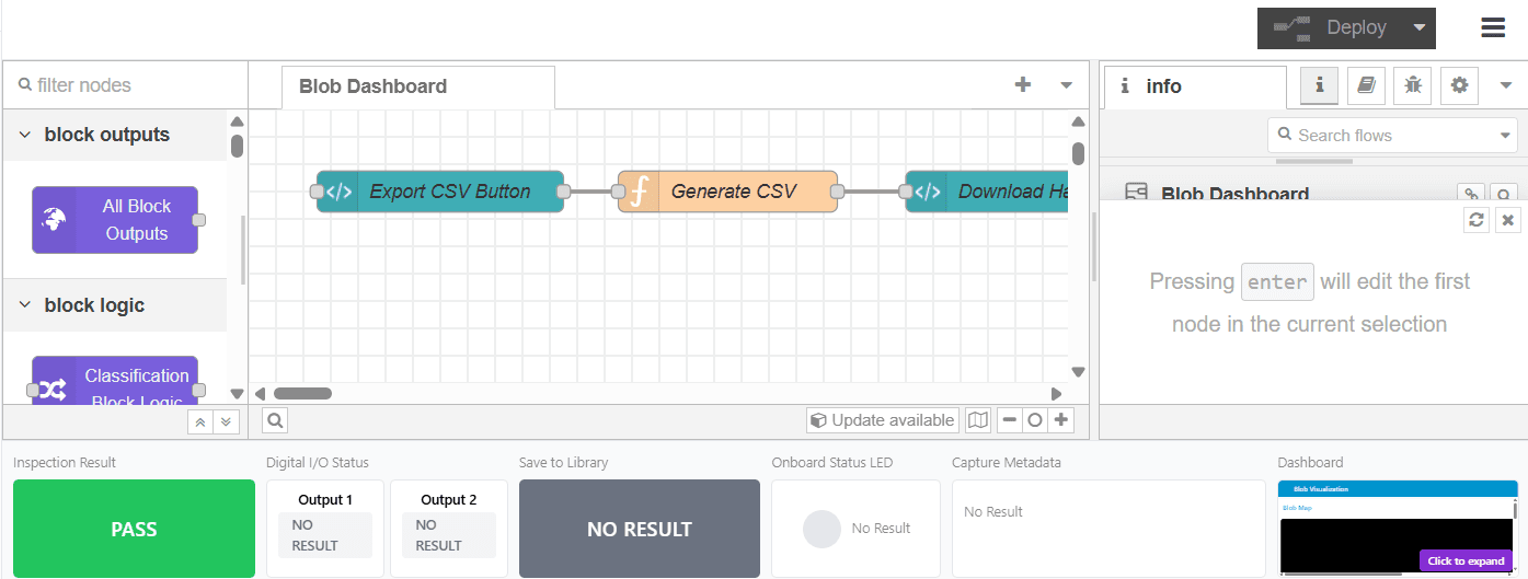Flow testing results with pass/fail status