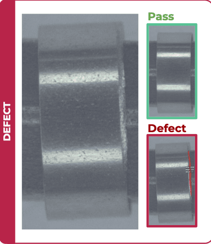 AI vision system detecting microscale scratches on 1mm surgical ring