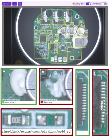 EV PCBA Multi-Defect Detection EV PCBA Multi-Defect Detection - Automotive case study image showing comprehensive defect detection for electric vehicle control board manufacturing