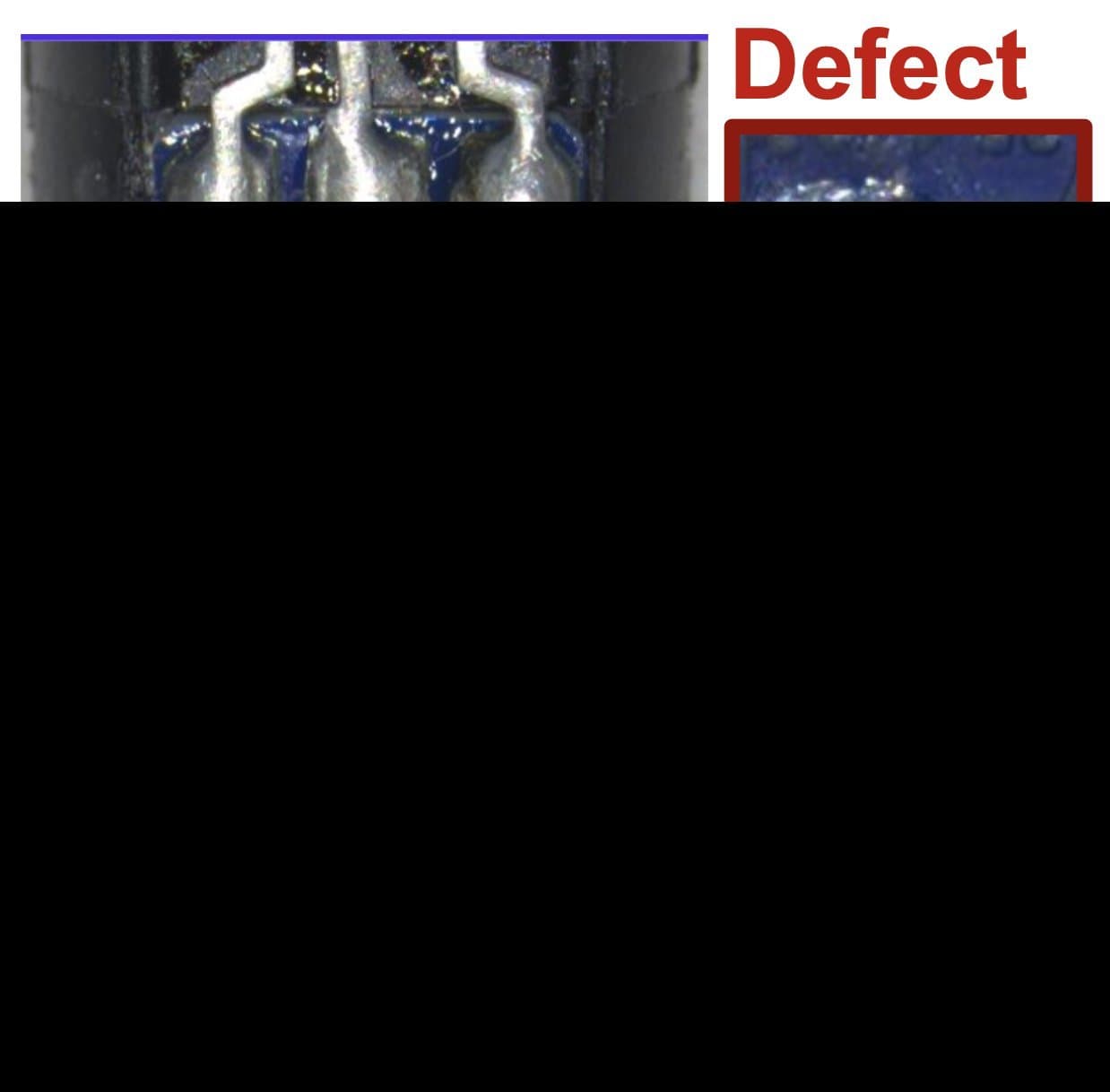 Microscopic PCB Solder Defect and Pad Exposure Microscopic PCB Solder Defect and Pad Exposure — Connectors defect inspection example