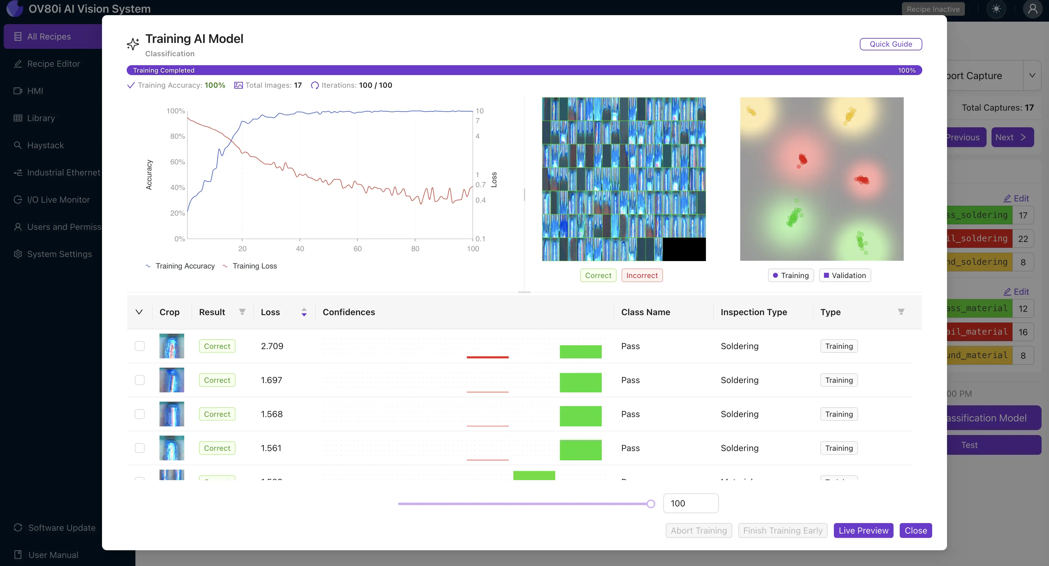 Overview.ai Studio Interface - Fast Model Training Workflow