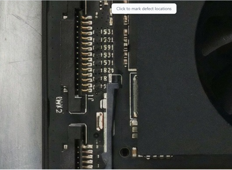 Zoomed view - final AI-generated bent pin defects