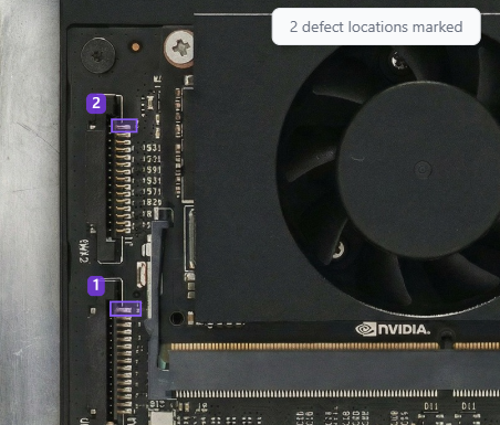Zoomed view - selected pin areas for defect injection