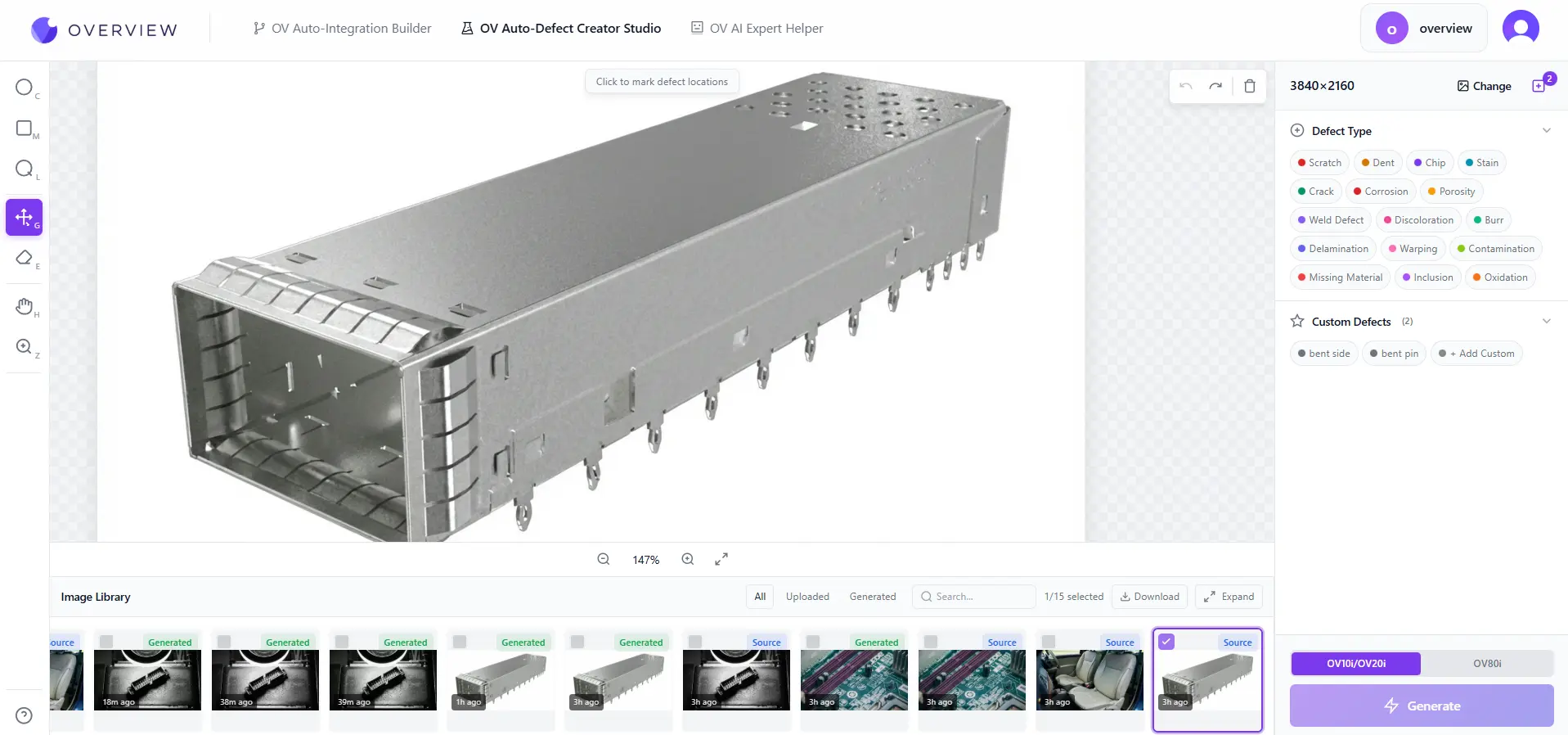 Defect Creator Interface